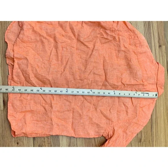 Murano Baird McNutt Irish Linen Shirt Mens Large Orange Long Sleeve Button Down - Picture 7 of 10